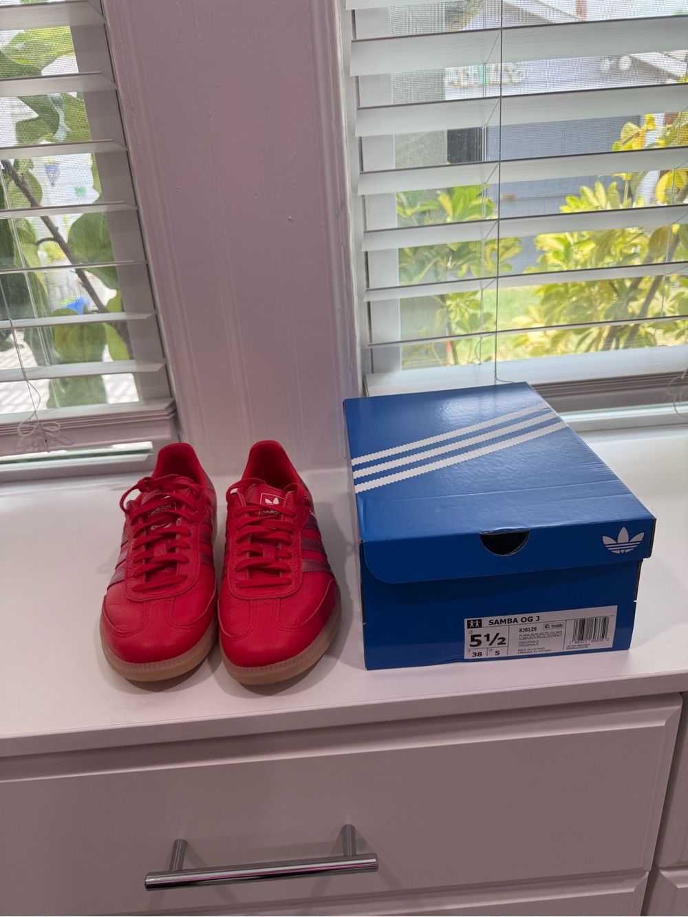 adidas Samba OG Red Leather Sneakers with Gum Sole